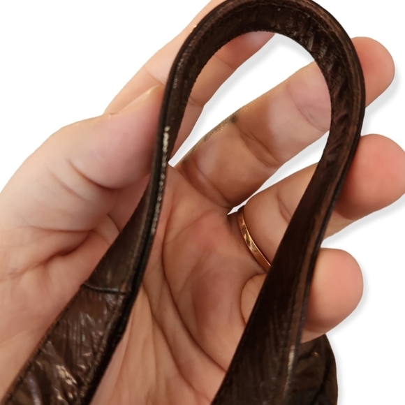 Vintage Dark Chocolate Burgundy Oxblood Eel Skin Leather Shoulder Bag Purse - Picture 7 of 9